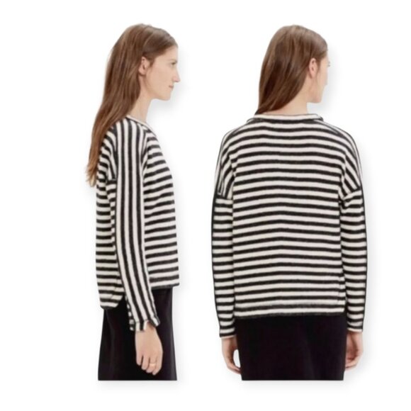 Madewell Slub Stripe Cotton Sweatshirt, Size M - Picture 2 of 8